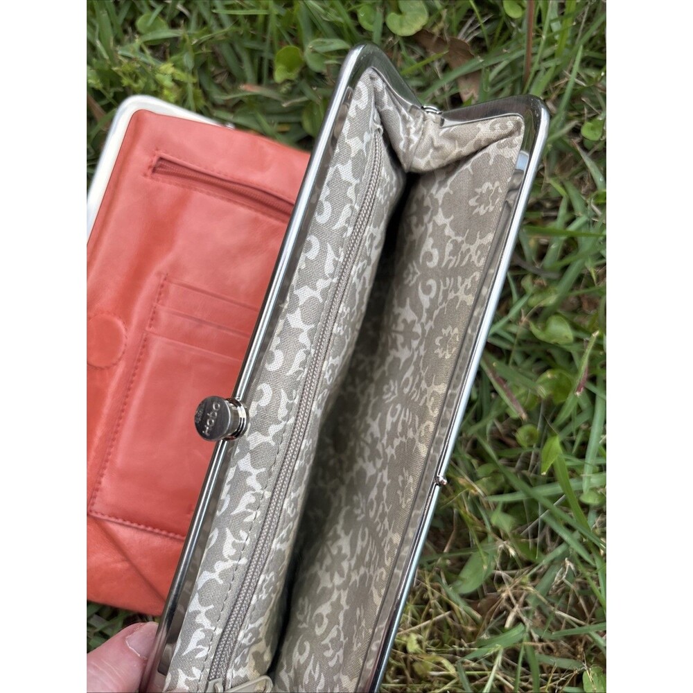 Hobo International Lauren Double Frame Leather Clutch Wallet, Coral - Picture 8 of 8